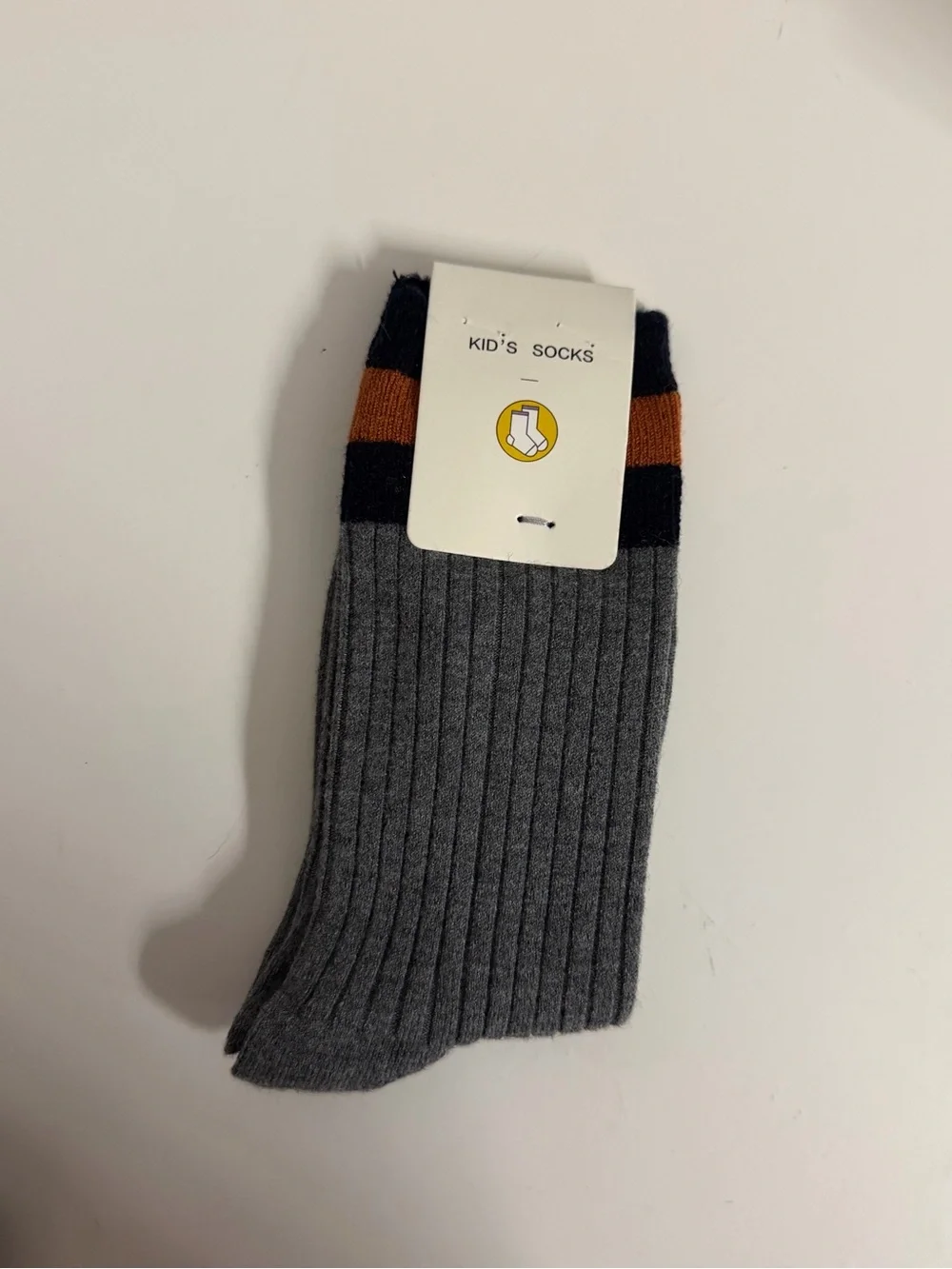 Kid's socks | Gray Ribbed Socks with Black & Brown Stripes